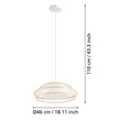 Eglo YUKU-Z függeszték fém, fa, textil, fehér, barna, LED, 2700K-6500K, 22W, 2600lm - 900842