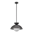 Elstead PERTH függeszték fém, rattan, üveg, fekete, opál, E27 - ELS-ALM-PERTH-P-BK