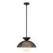 Elstead PERTH függeszték fém, rattan, üveg, fekete, opál, E27 - ELS-ALM-PERTH-P-BK