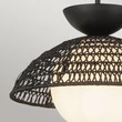 Elstead PERTH függeszték fém, rattan, üveg, fekete, opál, E27 - ELS-ALM-PERTH-P-BK