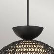 Elstead PERTH függeszték fém, rattan, üveg, fekete, opál, E27 - ELS-ALM-PERTH-P-BK