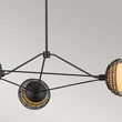 Elstead PERTH függeszték fém, rattan, üveg, fekete, opál, E14 - ELS-ALM-PERTH3-BK