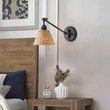 Elstead ARTI fali lámpa fém, rattan, fekete, barna, E27 - ELS-HK-ARTI-1W-BK-NR