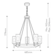 Elstead COLLIER csillár fém, üveg, fekete, áttetsző, E27 - ELS-HK-COLLIER5-BX