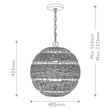 Elstead LINDENDALE függeszték fém, rattan, bronz, E27 - ELS-QZ-LINDENDALE-P-WT