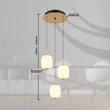 Globo EWALD függeszték fém, üveg, sárgaréz, fekete, fehér, LED, 20W, 3000K, 1483Lm - 15217-3