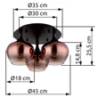 Globo MAXY mennyezet lámpa fém, üveg, fekete, réz, E27 - 15548-3DG