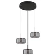 Globo FOGSY függeszték fém, üveg, akril, fekete, füstszín, LED, 24W, 4000K, 1600Lm - 15634-3
