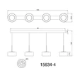 Globo FOGSY függeszték fém, üveg, akril, fekete, füstszín, LED, 32W, 4000K, 2100Lm - 15634-4