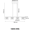 Globo HIGGINS függeszték fém, üveg, fekete, arany, borostyán, GX53, 24W, 1800K, 1320Lm - 16055-4HG