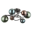Globo RIHA mennyezet lámpa fém, üveg, fekete, bronz, zöld, petrol, G9, 3.5W, 3000K, 290Lm - 56142-6D