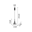 IdealLux COCKTAIL függeszték fém, üveg, fekete, borostyán, LED, 7W, 3000K, 670Lm - 353623