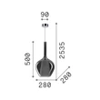 IdealLux KALIQUE függeszték fém, üveg, króm, füstszín, E27 - 359465