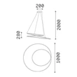 IdealLux OZ függeszték fém, akril, fekete, fehér, LED, 75W, 3000K, 8300Lm - 364896