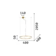 IdealLux CROWN függeszték fém, akril, arany, fehér,  LED, 21W, 3000K, 2050Lm - 364964