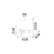 IdealLux ATLAS függeszték fém, üveg, arany, fehér, G9 - 365107