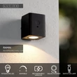 Lucide RAMIN kültéri fali lámpa mozgásérzékelővel és alkonykapcsolóval. fém, fekete, LED, 1W, 100lm, 2700K-3000K, IP54 - 15818/01/30