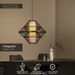 Lucide PASQUINO függeszték fém, fa, fekete, E27, 40W - 21445/60/30