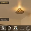 Lucide SANTIAGO mennyezet lámpa fém, üveg, pezsgő, borostyán, LED, 10W, 550lm, 2700K-4000K - 23101/12/62