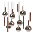 Lucide JASMINE függeszték fém, üveg, réz, füstszín, LED, 4.4W, 360lm, 2200K-3300K - 74420/14/65