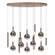 Lucide JASMINE függeszték fém, üveg, réz, füstszín, LED, 4.4W, 360lm, 2200K-3300K - 74420/14/65