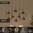 Lucide JASMINE függeszték fém, üveg, réz, füstszín, LED, 4.4W, 360lm, 2200K-3300K - 74420/14/65