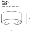 Maxlight KODAK mennyezeti lámpa fém, akril, fehér, LED, 8W, 704lm, 3000K, IP44 - C0134