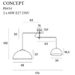 Maxlight CONCEPT függeszték fém, arany, E27 - P0454