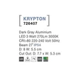 NovaLuce Krypton kültéri beépíthető lámpa fém, szürke, LED, 3000K, 3W, 270lm, IP54 - NL-726407