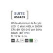 NovaLuce Suite kültéri fali lámpa fém, műanyag, fehér, LED, 3000K, 10W, 485lm, IP54 - NL-859439