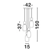 NovaLuce PLUMA függeszték fém, üveg, arany, többszínű, LED, 3000K, 32W, 3660lm - 9030549