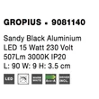 NovaLuce GROPIUS fali lámpa fém, fekete, LED, 3000K, 15W, 507lm - NL-9081140