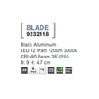 NovaLuce Blade kültéri beépíthető lámpa fém, fekete, LED, 3000K, 12W, 720lm, IP65 - NL-9232118