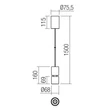 Redo NAKU függeszték fém, fekete, LED, 12W, 680lm, 3000K - 01-4061