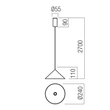 Redo KONOS függeszték fém, réz, LED, 10W, 562lm, 3000K - 01-4608
