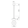 Redo ETHOS függeszték fém, üveg, fekete, opál, LED, 9W, 668lm, 2700K-3000K - 01-4676