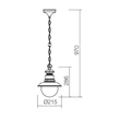 Redo SCOTT kültéri függeszték fém, üveg, réz, áttetsző, E27, IP44 - 9046