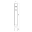 Redo XROCK kültéri állólámpa fém, üveg, szürke, áttetsző, LED, 2x 9W, 2x 630lm, 3000K, IP65 - RKB80WW DG