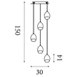 Searchlight Seeds függeszték fém, üveg, barna, pezsgő, LED, 49W, 4698lm, 3000K - 11141-5LT