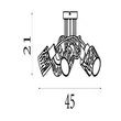 Searchlight Knot mennyezeti lámpa fém, üveg, fekete, borostyán, E14, 40W - 23605-5BK