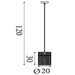 Searchlight Swizzle függeszték fém, üveg, fekete, füstszín, E27, 60W - 55620SM