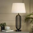 Searchlight Chic asztali lámpa fém, szövet, fekete, fehér, E27, 60W - EU91101WH