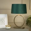 Searchlight Elegant asztali lámpa fém, szövet, bronz, zöld, E27, 60W - EU93102EM