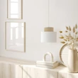 TK Lighting DUO függeszték fém, szövet, fehér, bézs, E27 - TK-10078