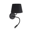 TK Lighting MAJA fali lámpa fém, szövet, fekete, E27 + G9 - TK-10081