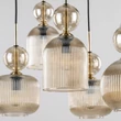 TK Lighting SOPHIA függeszték fém, üveg, fekete, borostyán, E14 - TK-11043