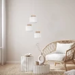 TK Lighting DUO függeszték fém, szövet, fehér, természetes, E27 - TK-2594