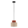 TK Lighting DUO függeszték fém, szövet, téglaszín, természetes, E27 - TK-2785