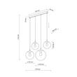 TK Lighting ESME függeszték fém, üveg, fekete, füstszín, borostyán, E27 - TK-4795