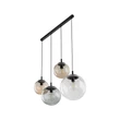TK Lighting ESME függeszték fém, üveg, fekete, füstszín, borostyán, E27 - TK-4795